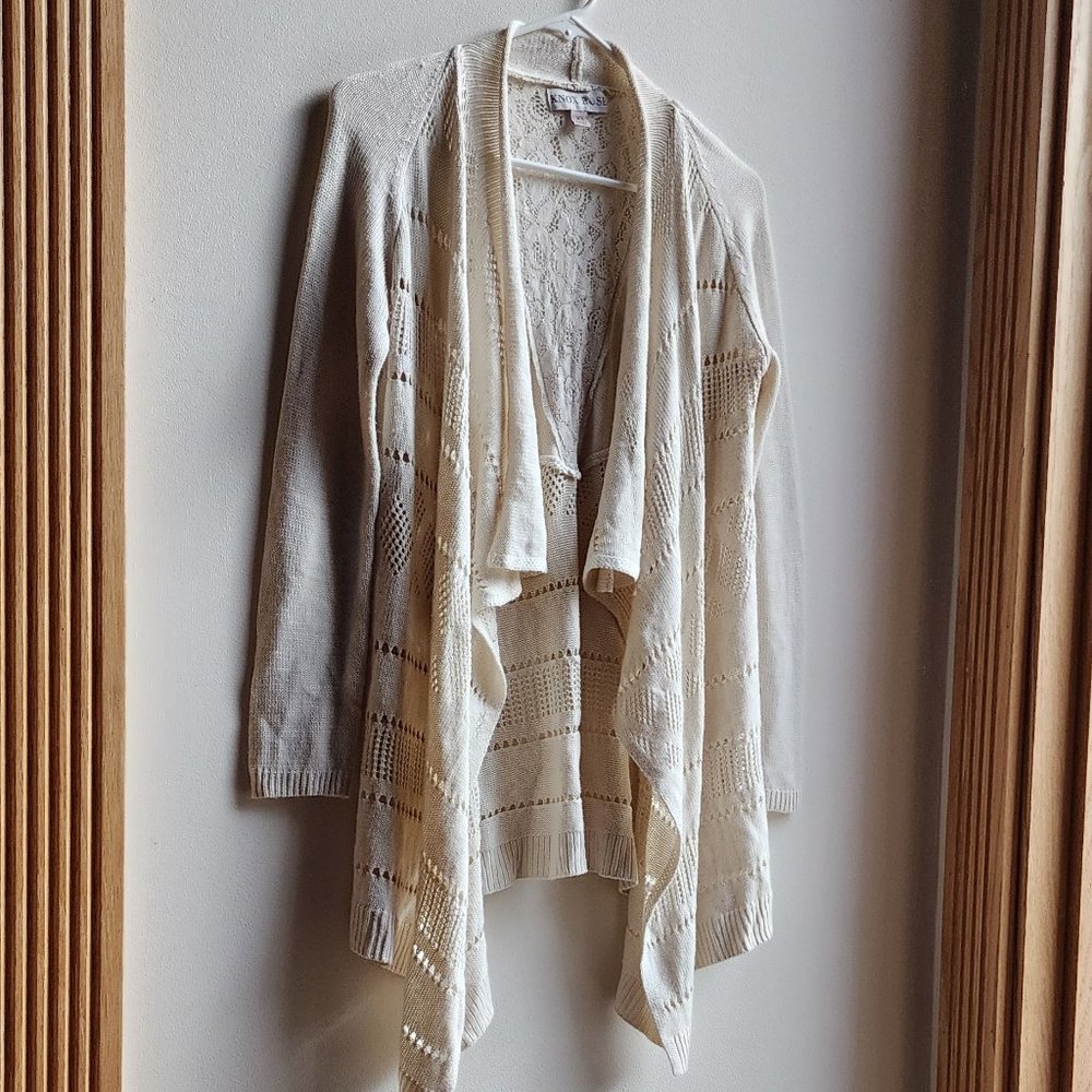 NWOT Knox Rose Cream Angled Open Cardigan Size XS